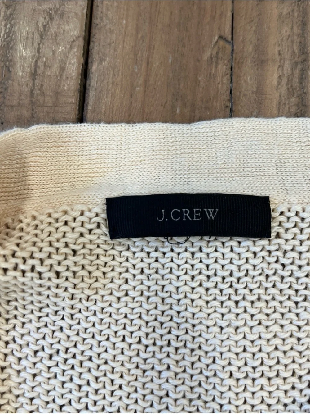 J. Crew Beach Open Knit grommet Sweater Size Small Coastal Chic Linen Flawed